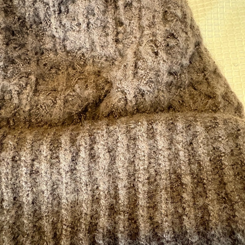 C.C Brown Knit Beanie with Faux Fur Pom - Picture 14 of 14
